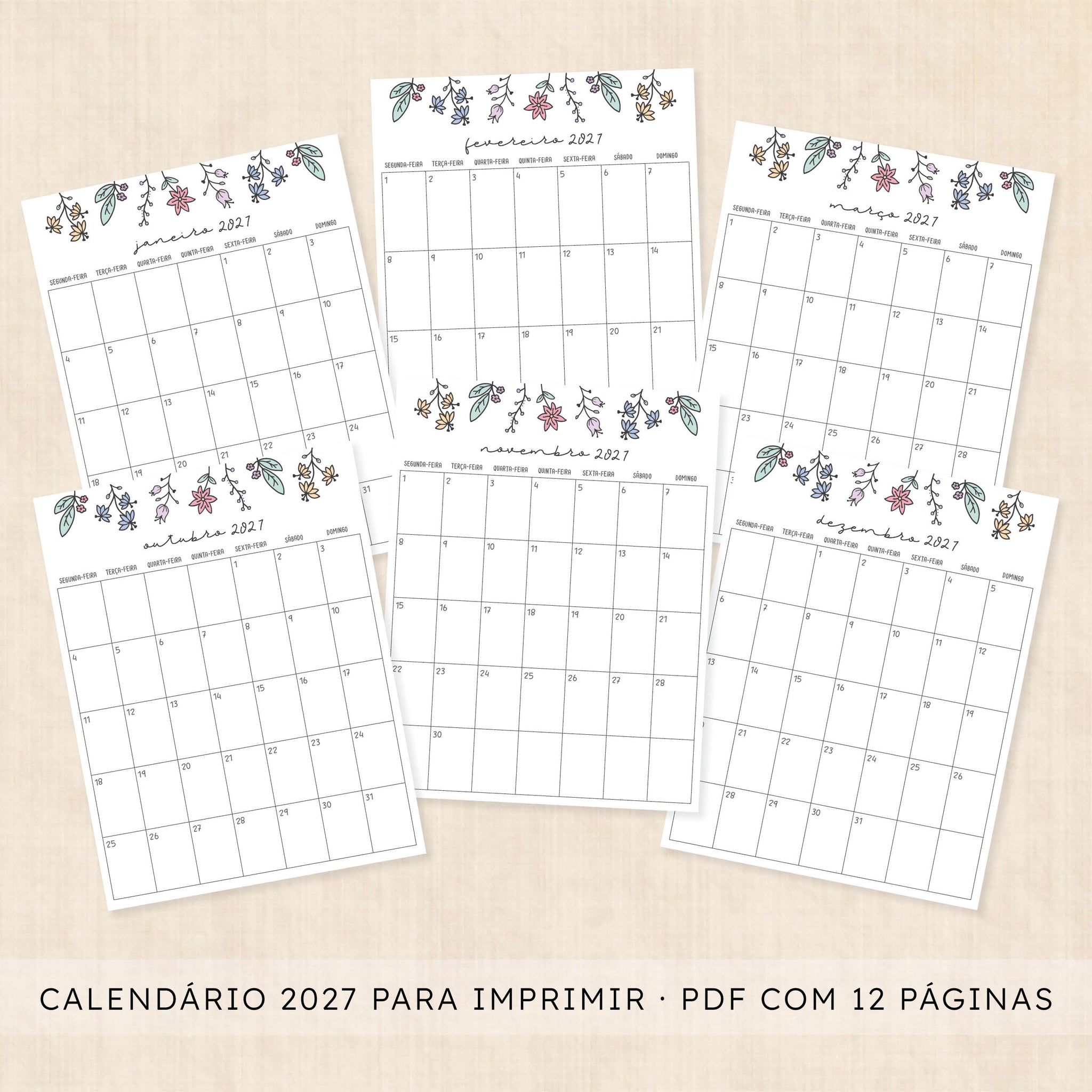 calendário 2027 para imprimir