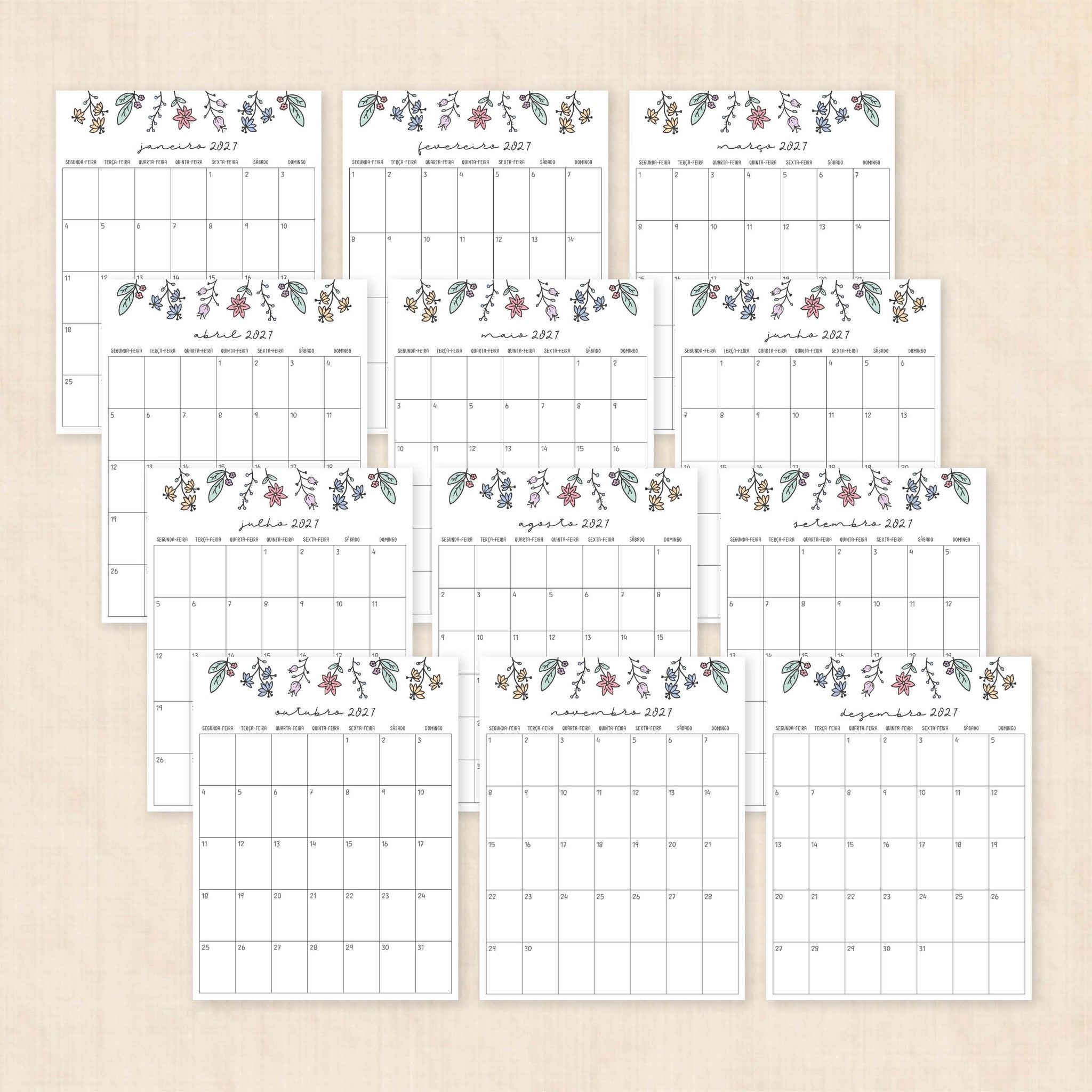 calendário 2027 para imprimir