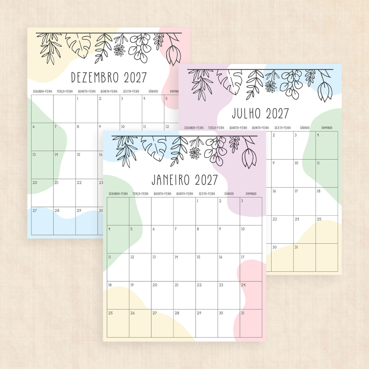calendário 2027 para imprimir