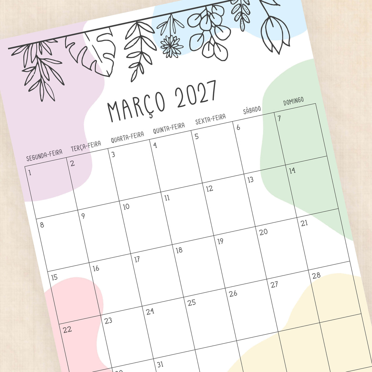 calendário 2027 para imprimir
