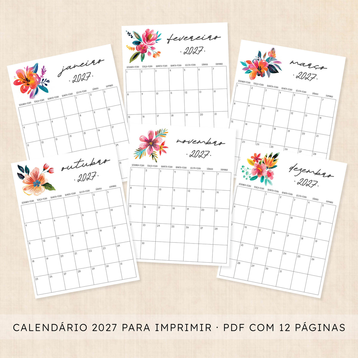 calendário 2027 para imprimir