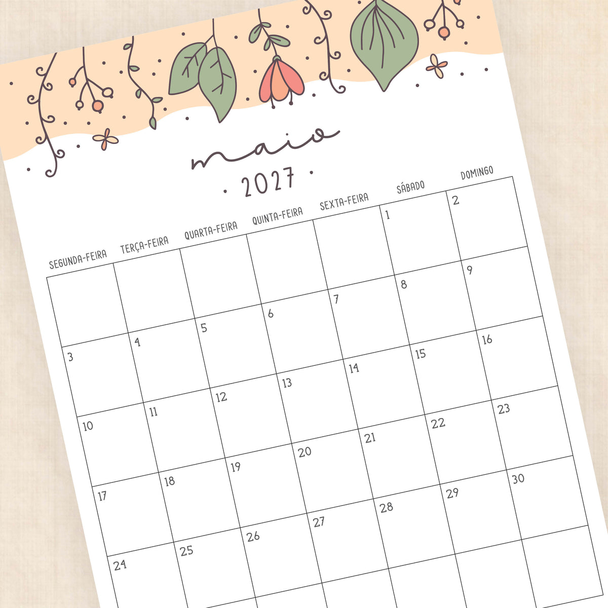 calendário 2027 para imprimir
