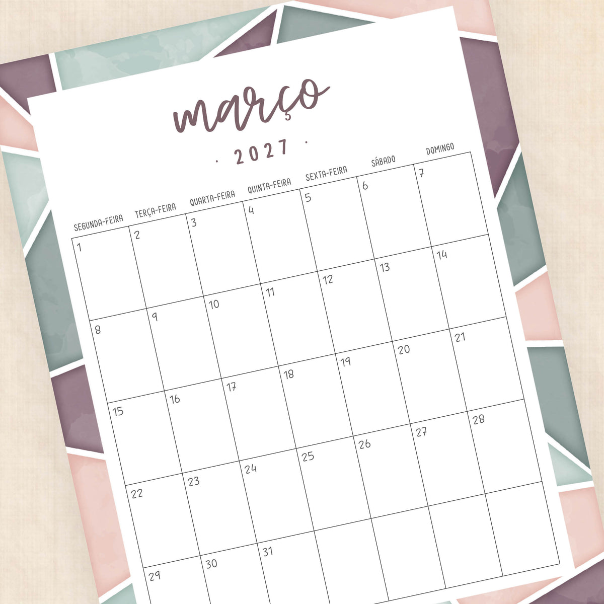 calendário 2027 para imprimir