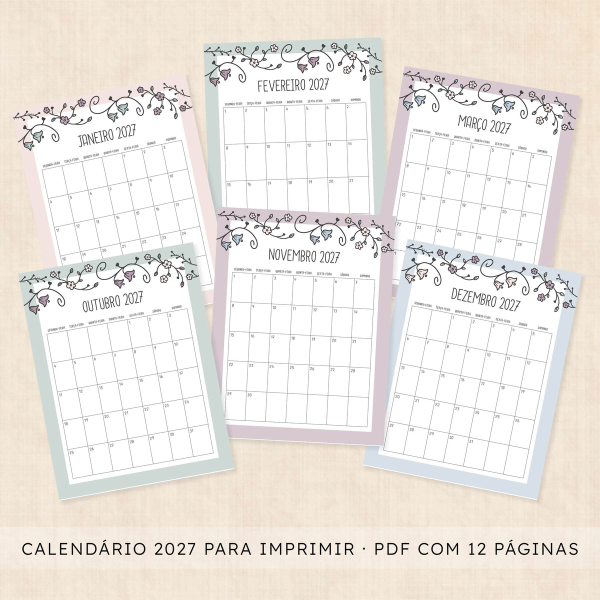 calendário 2027 para imprimir