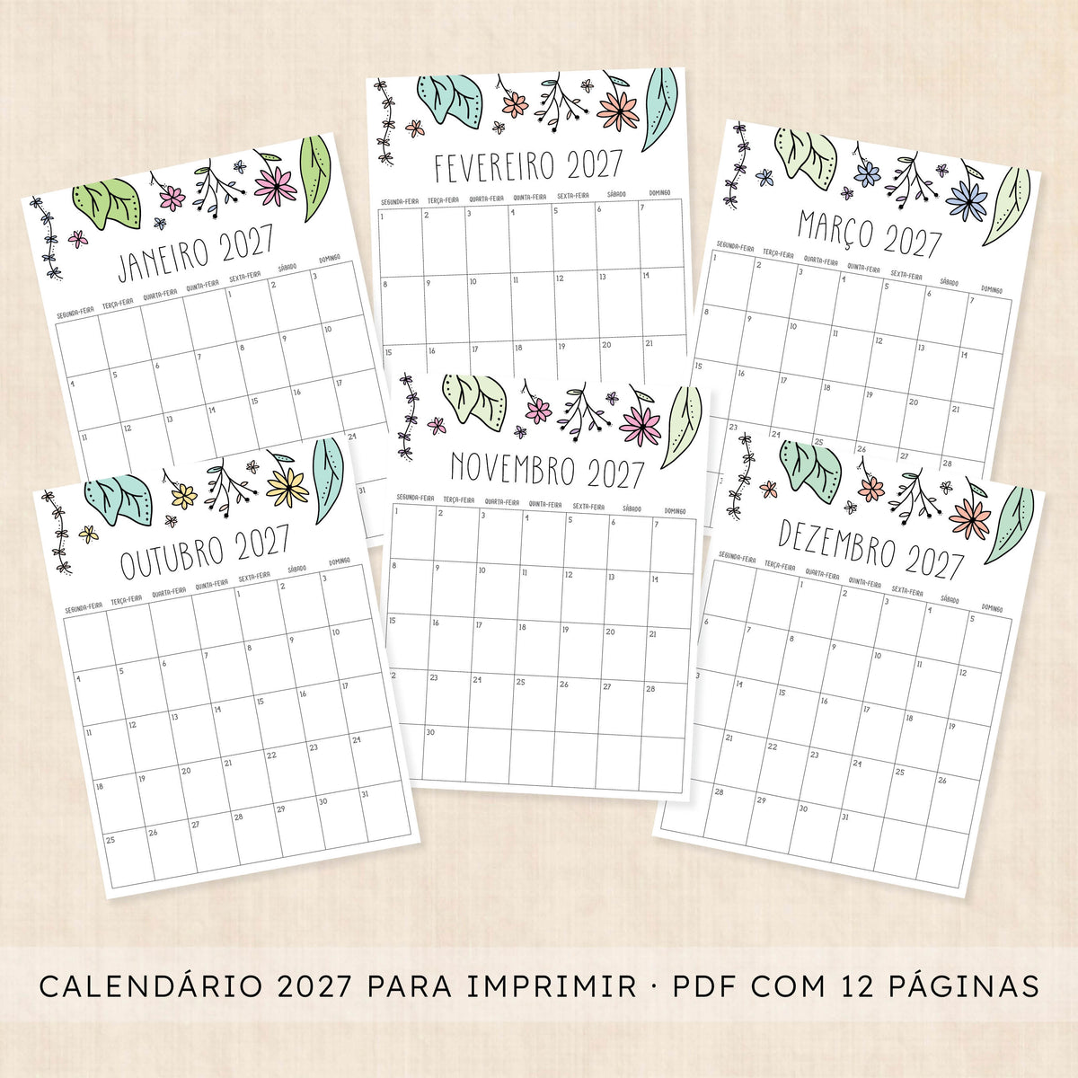 calendário 2027 para imprimir