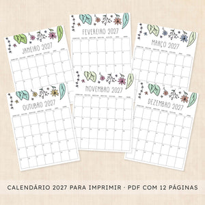 calendário 2027 para imprimir