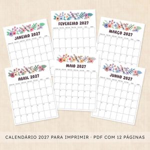 calendário 2027 para imprimir