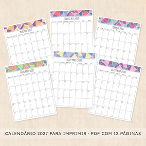 calendário 2027 para imprimir