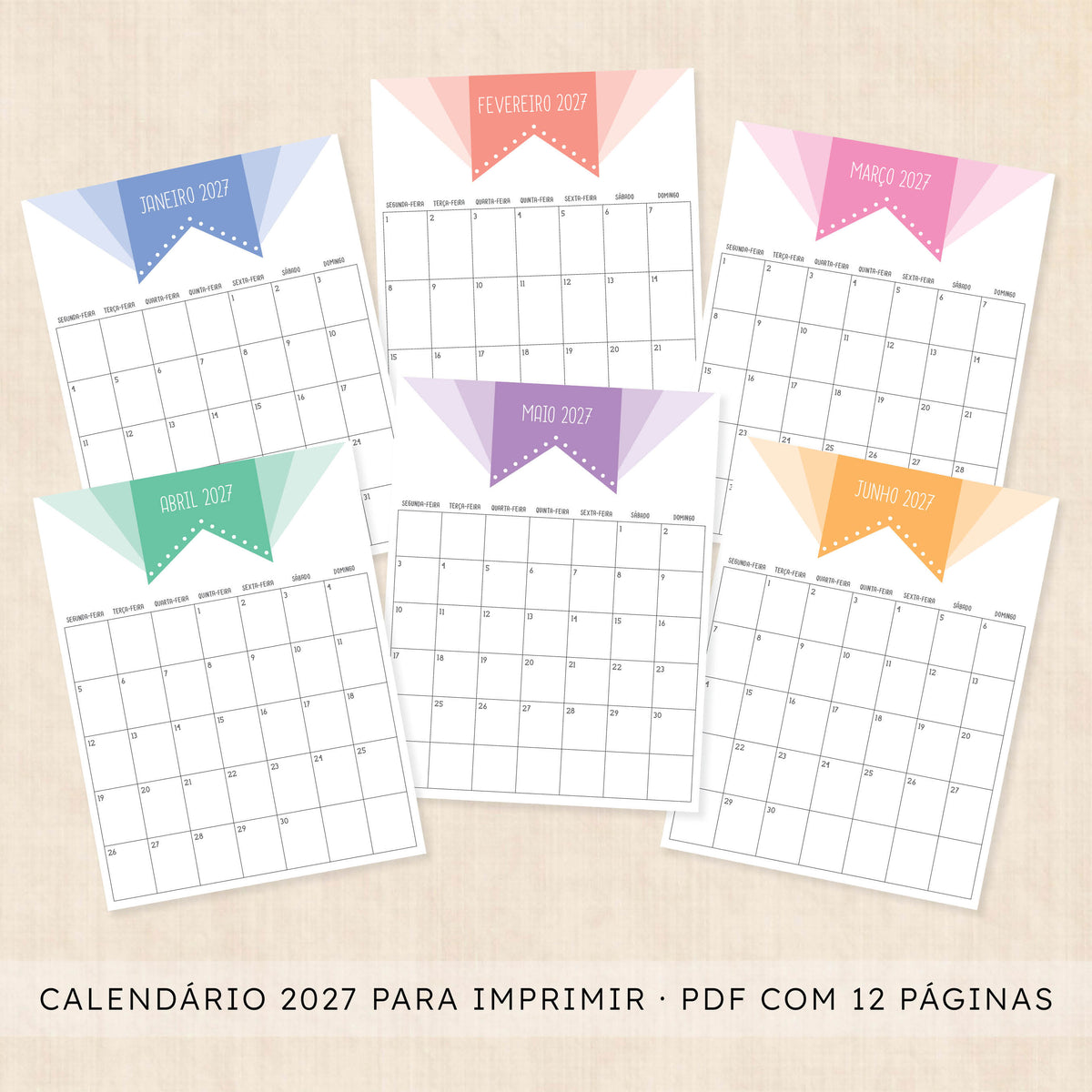 calendário 2027 para imprimir
