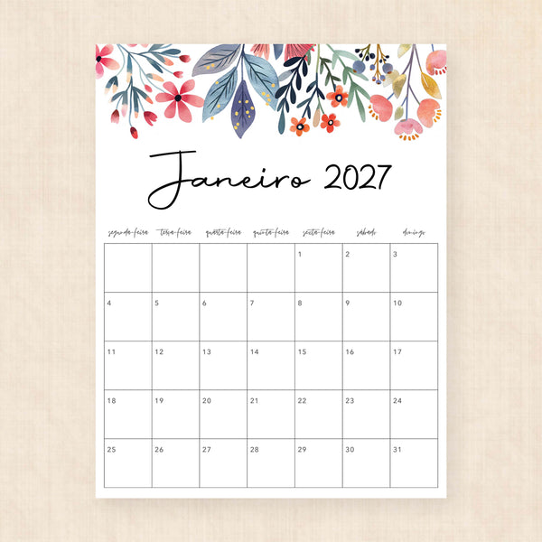calendário 2027 para imprimir