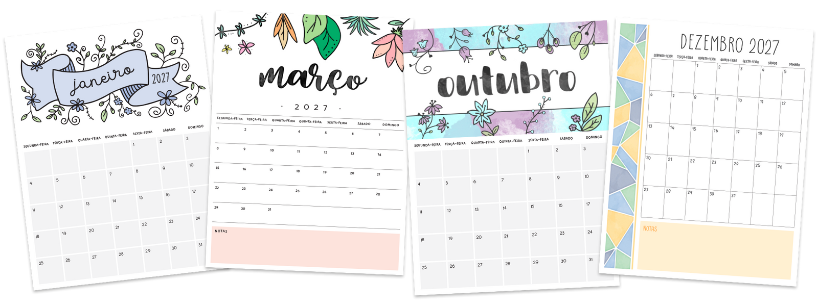 calendário 2027 para imprimir