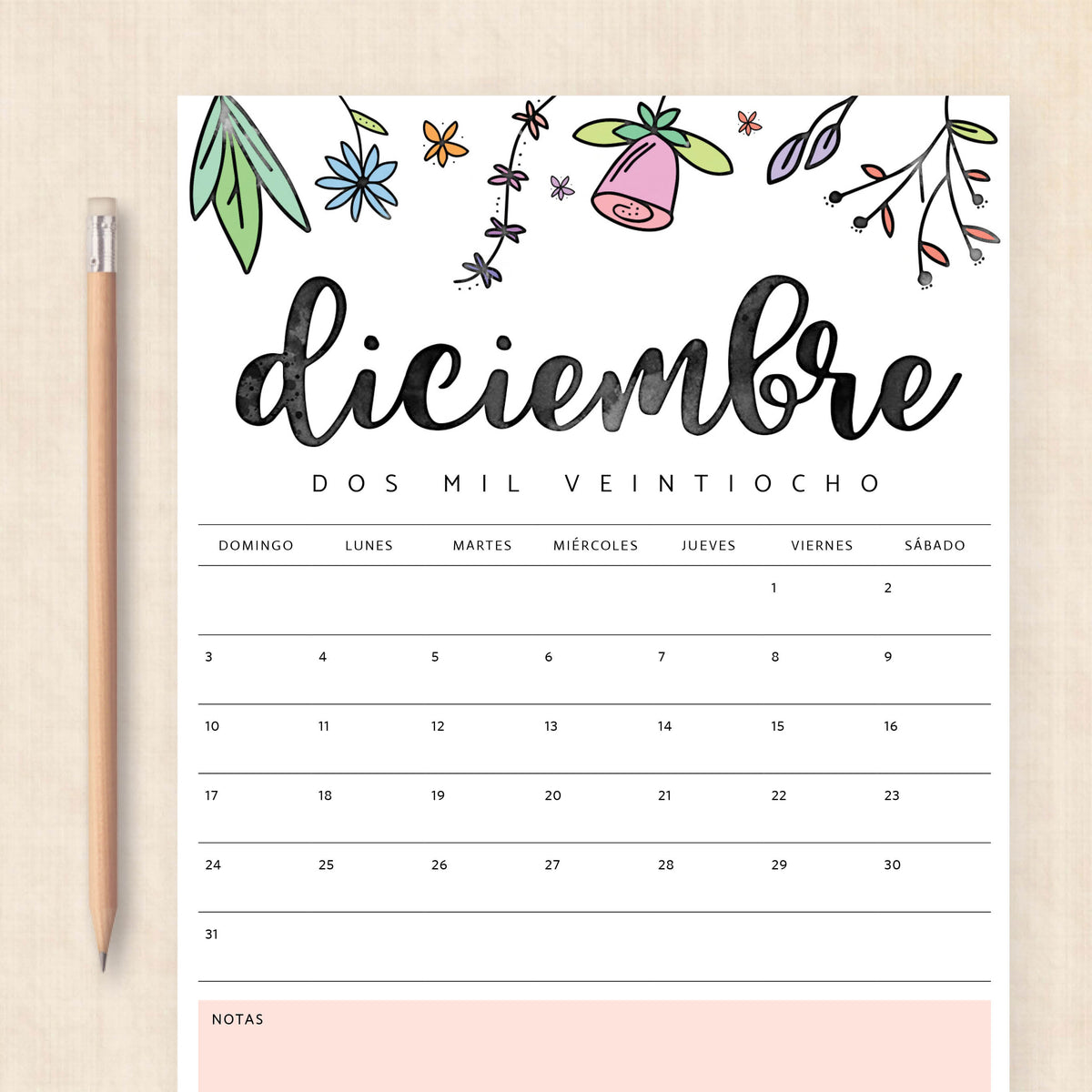 calendario 2028 para imprimir