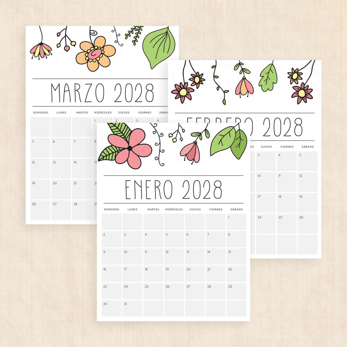 calendario 2028 para imprimir