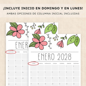 calendario 2028 para imprimir