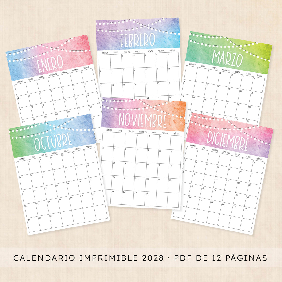 calendario 2028 para imprimir