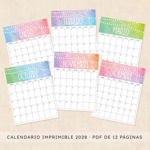calendario 2028 para imprimir
