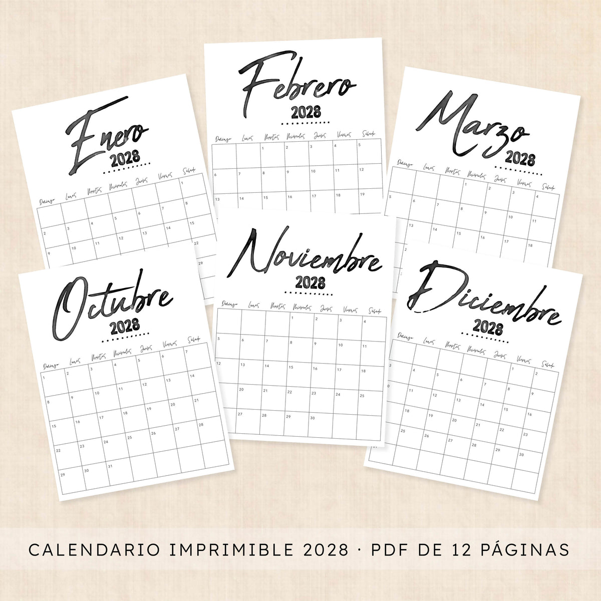 calendario 2028 para imprimir