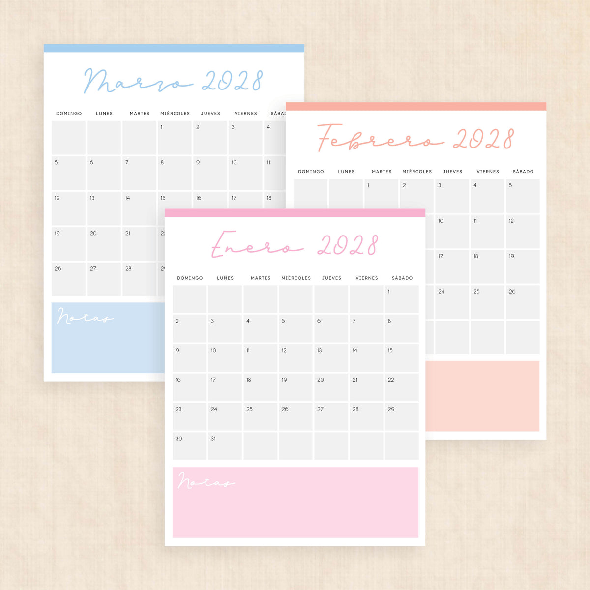 calendario 2028 para imprimir