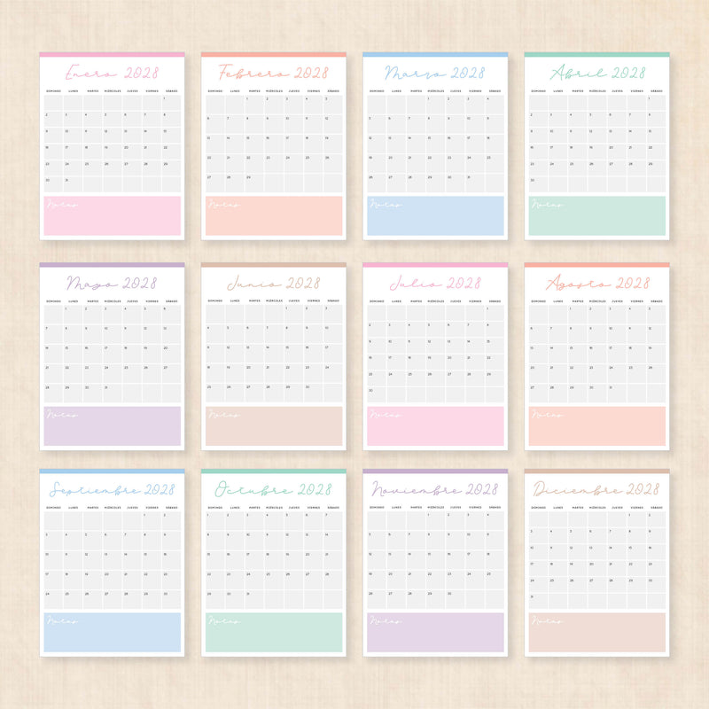 calendario 2028 para imprimir