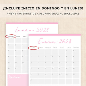 calendario 2028 para imprimir