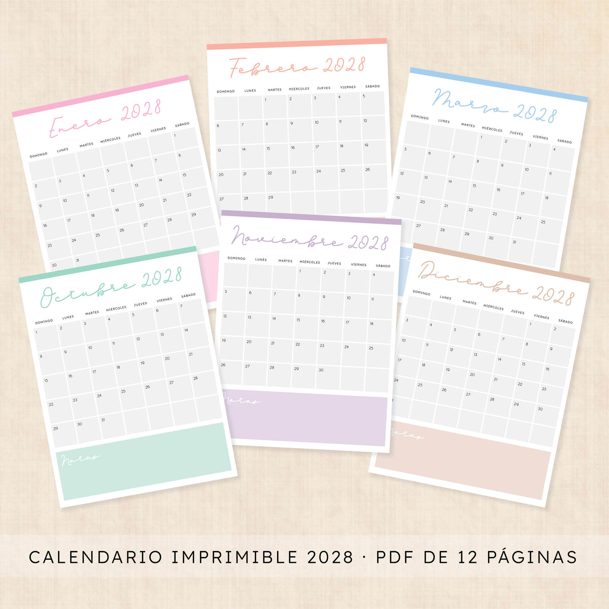 calendario 2028 para imprimir