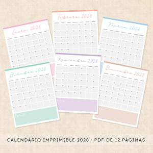 calendario 2028 para imprimir