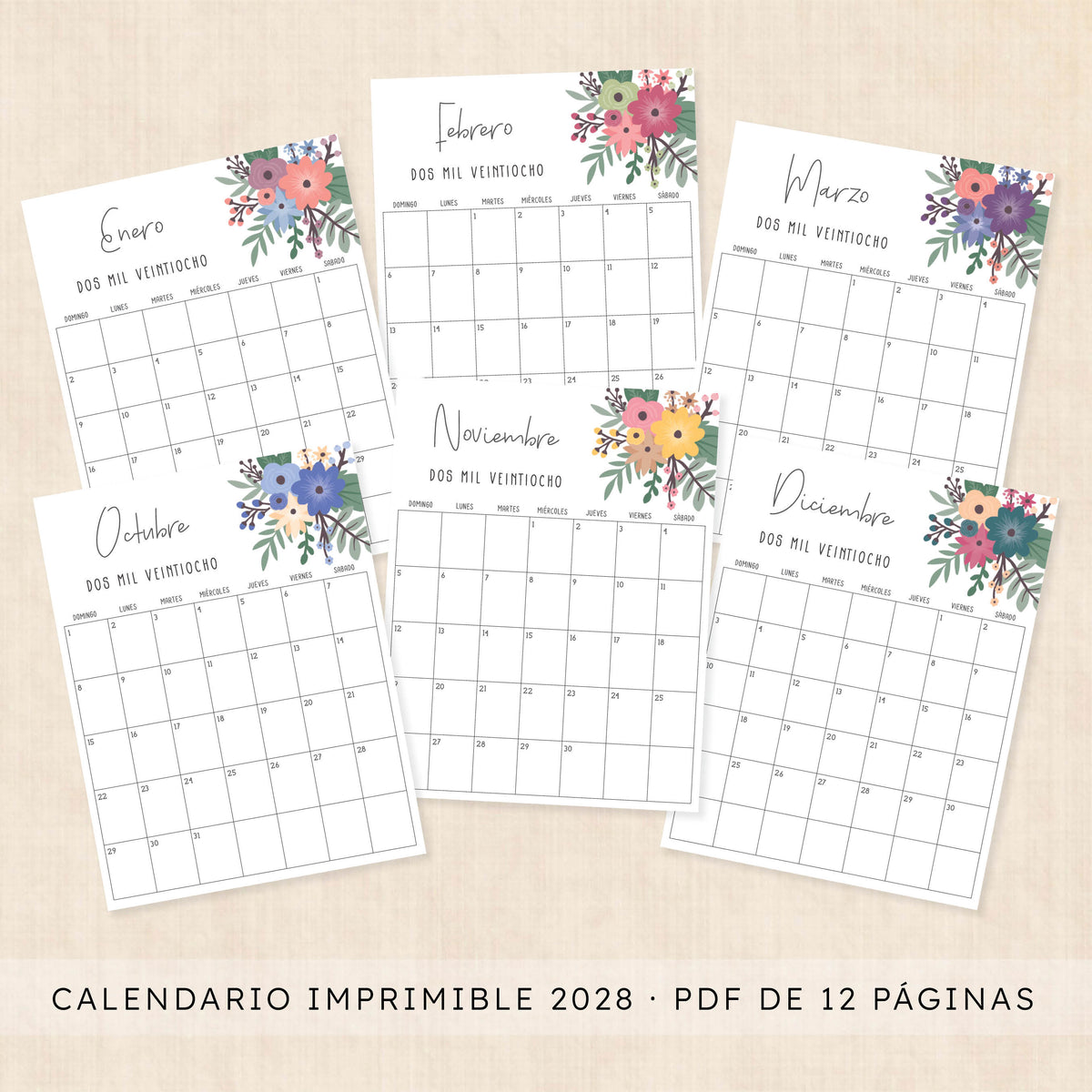 calendario 2028 para imprimir