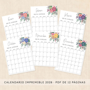 calendario 2028 para imprimir