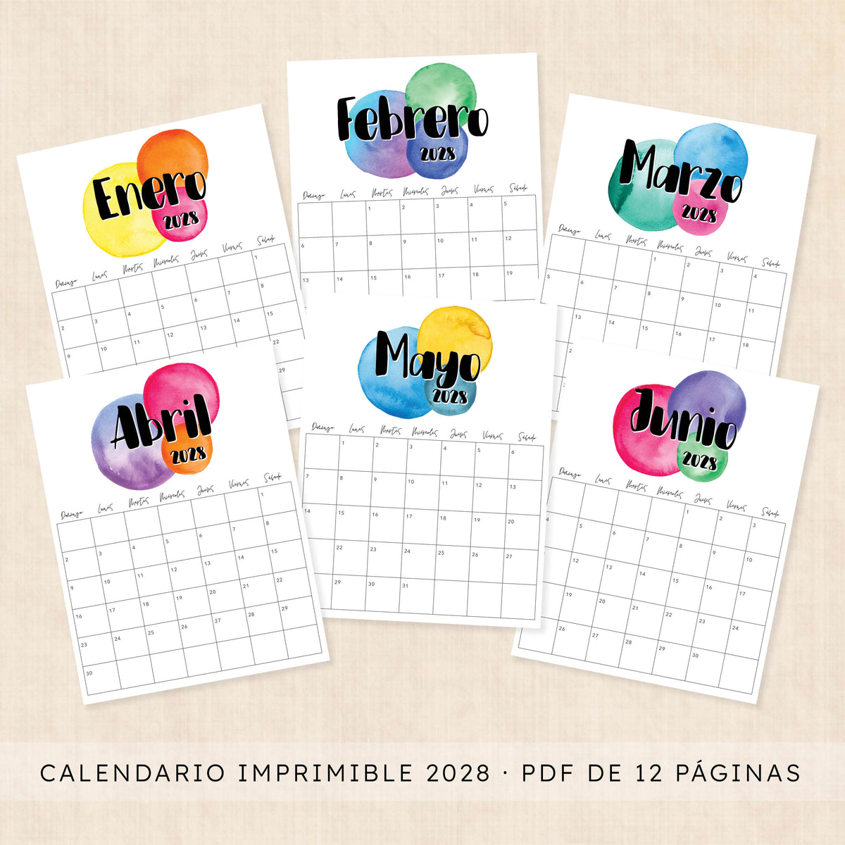 calendario 2028 para imprimir