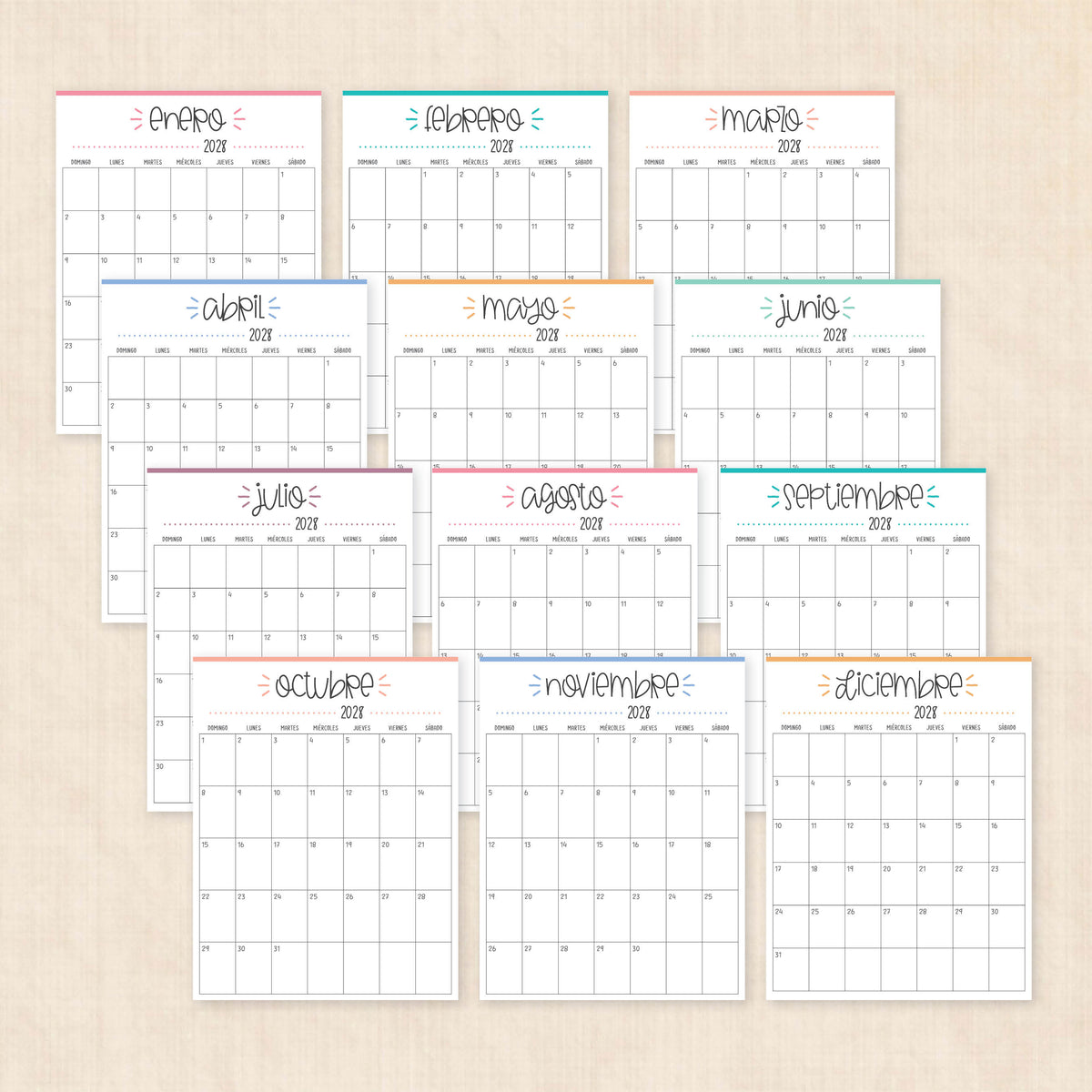calendario 2028 para imprimir