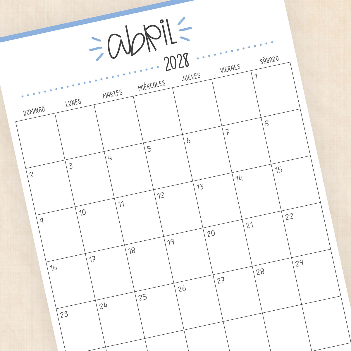 calendario 2028 para imprimir