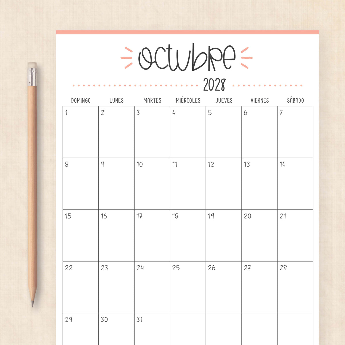 calendario 2028 para imprimir