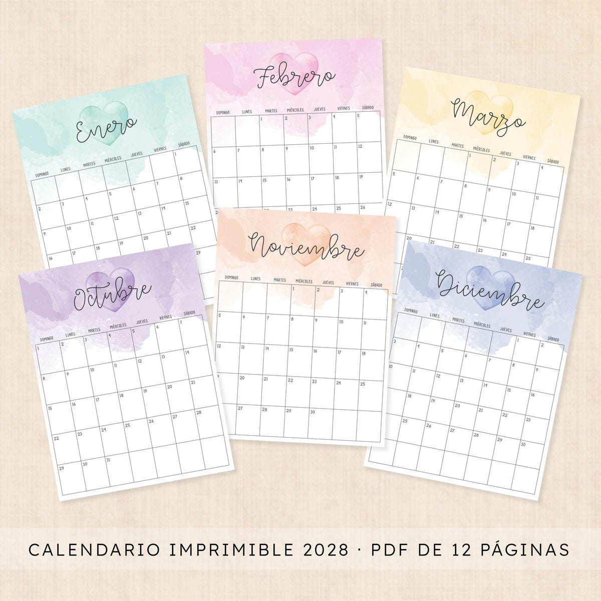 calendario 2028 para imprimir