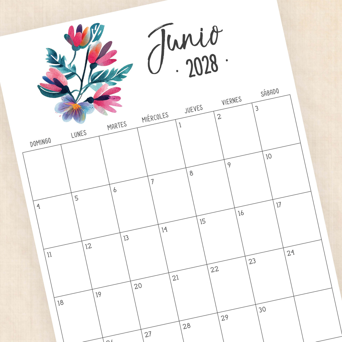 calendario 2028 para imprimir