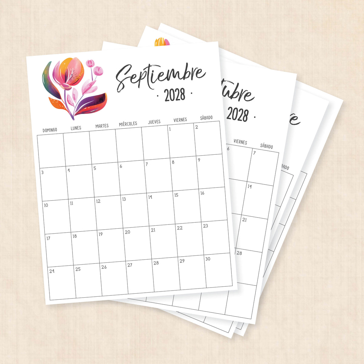 calendario 2028 para imprimir
