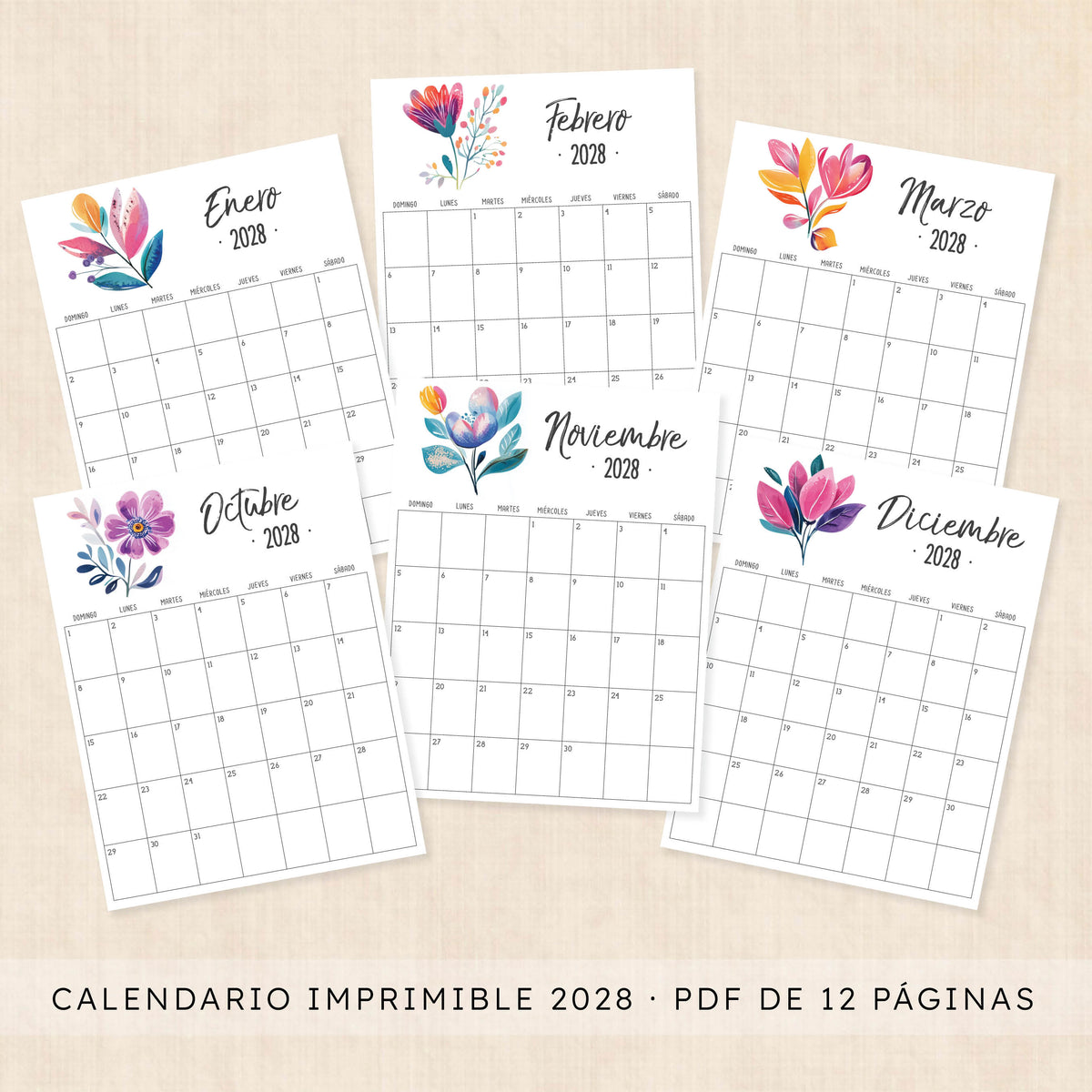 calendario 2028 para imprimir