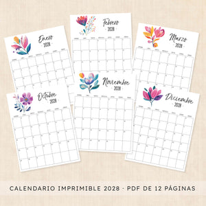 calendario 2028 para imprimir