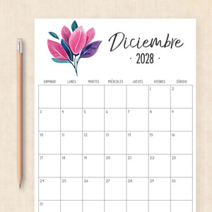 calendario 2028 para imprimir