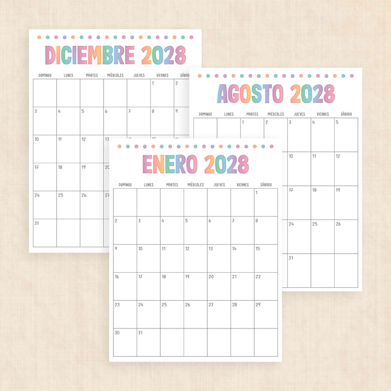 calendario 2028 para imprimir
