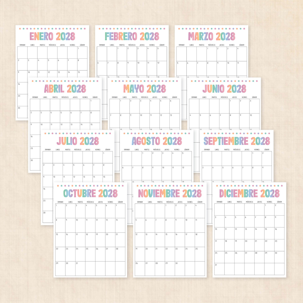 calendario 2028 para imprimir
