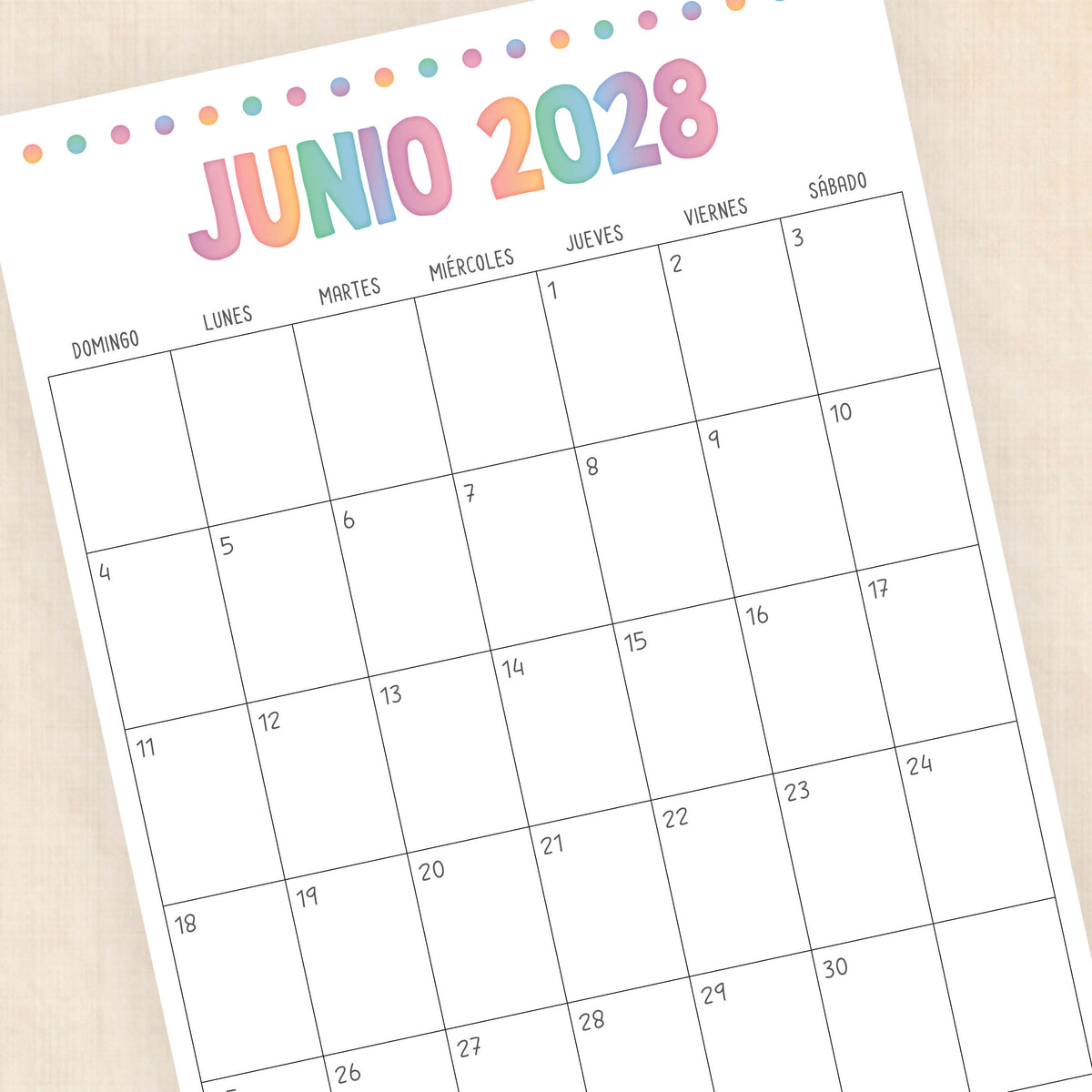 calendario 2028 para imprimir