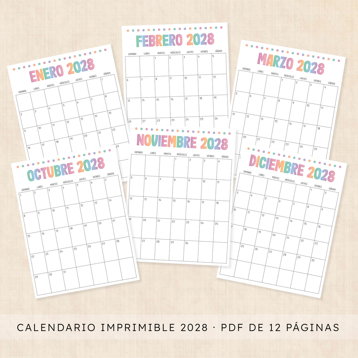 calendario 2028 para imprimir