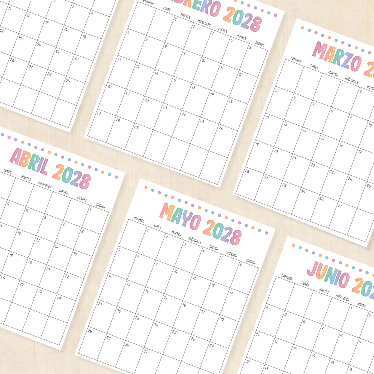 calendario 2028 para imprimir