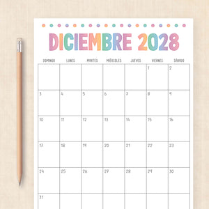 calendario 2028 para imprimir
