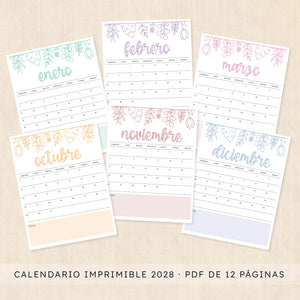 calendario 2028 para imprimir