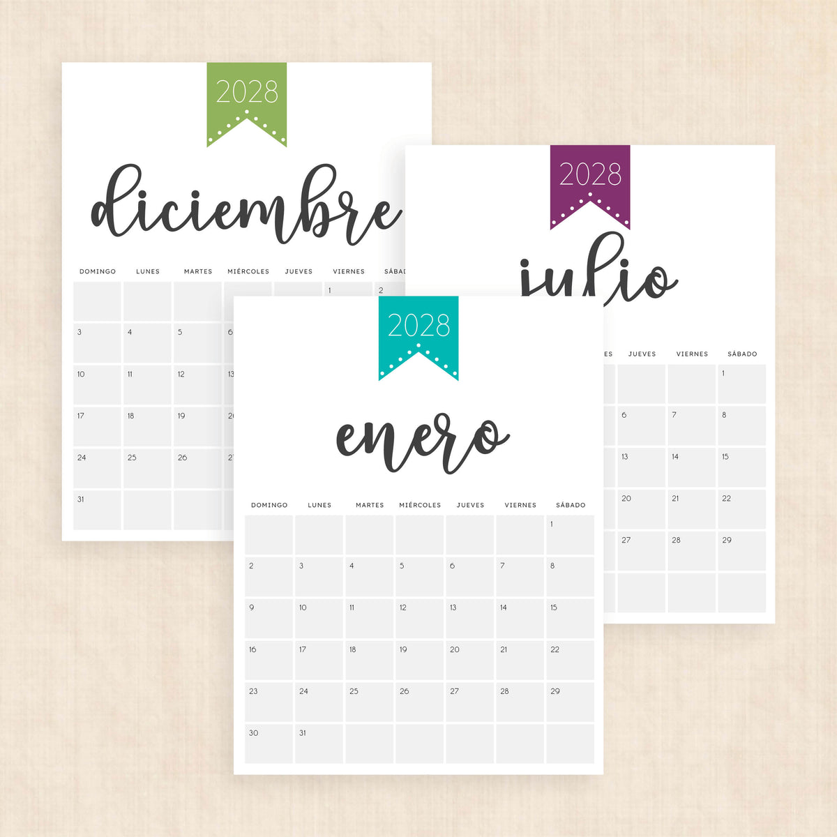 calendario 2028 para imprimir