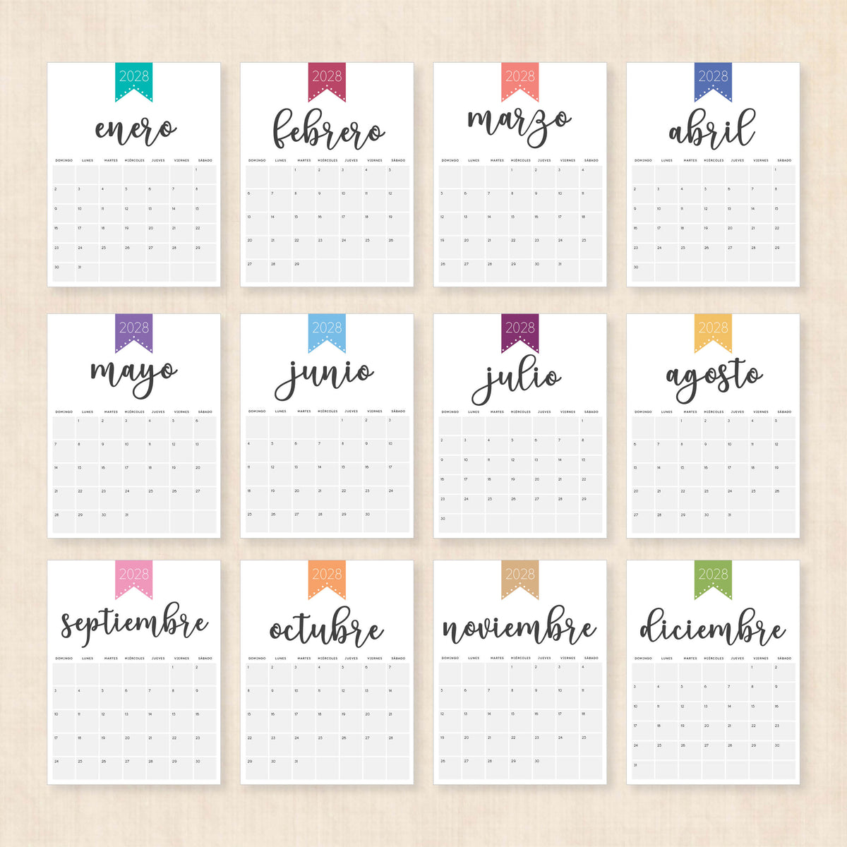 calendario 2028 para imprimir