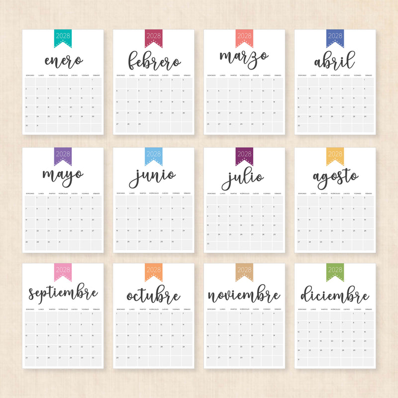 calendario 2028 para imprimir
