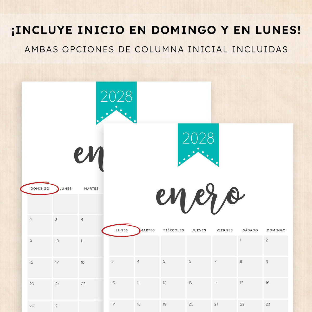 calendario 2028 para imprimir