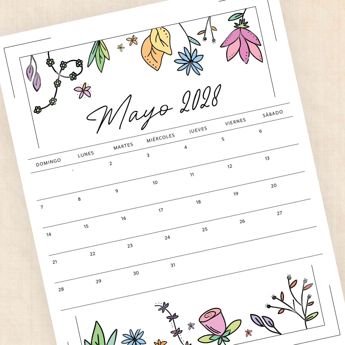 calendario 2028 para imprimir